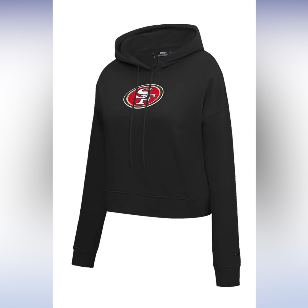 NFL SAN FRANCISCO 49ERS RETRO CLASSIC WOMEN'S CROPPED PO HOODIE. Size xl